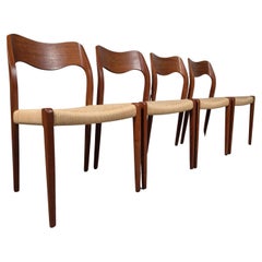 Niels Otto Møller model 71 dining chairs vintage Danish design 60s