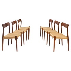 Niels Otto Møller Model  75 chairs in teak for J.L Møllers, Danish design, 1950s