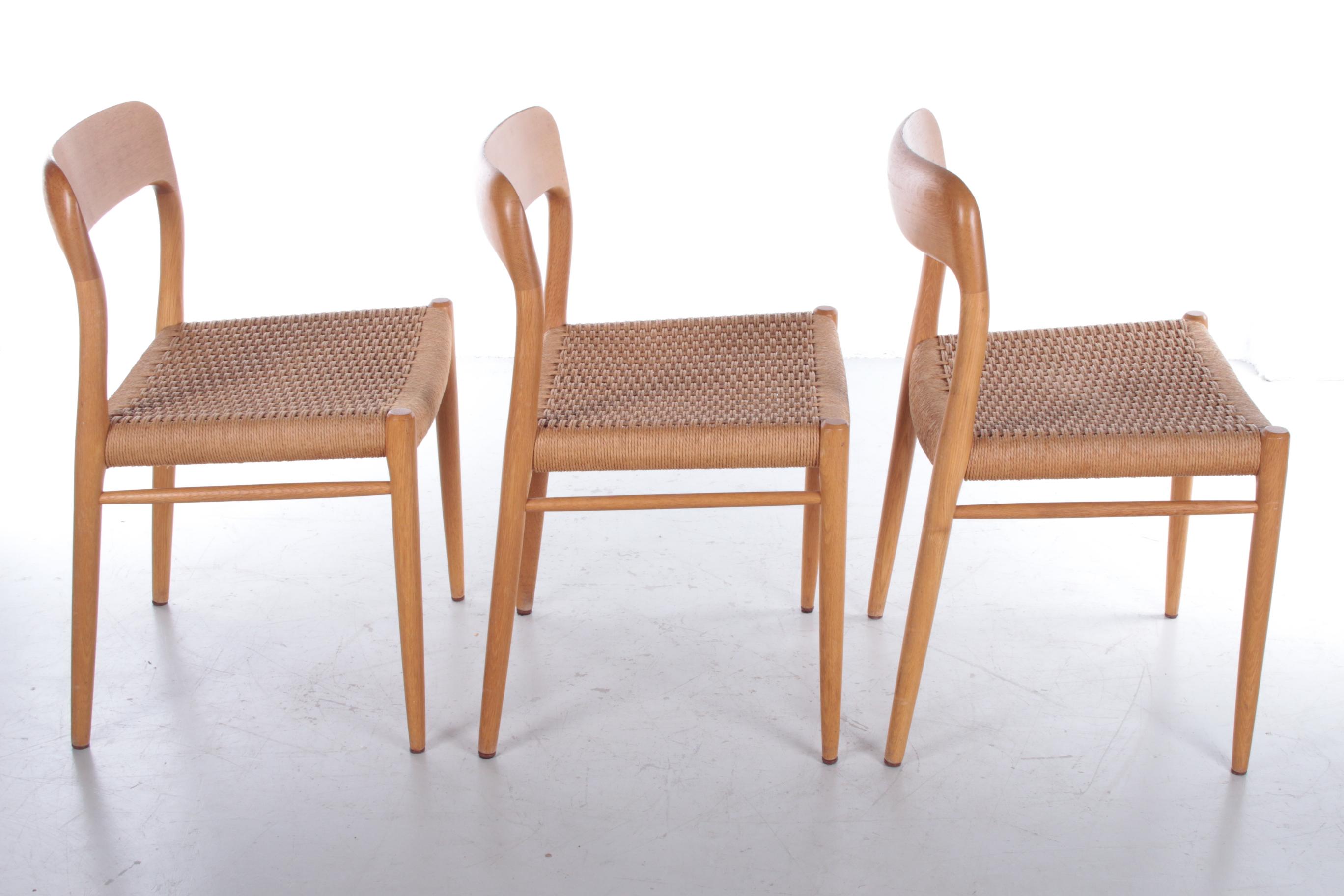 Danish Niels Otto Møller Model 75 Oak Dining Room Chairs Møbelfabrik Denmark 1960