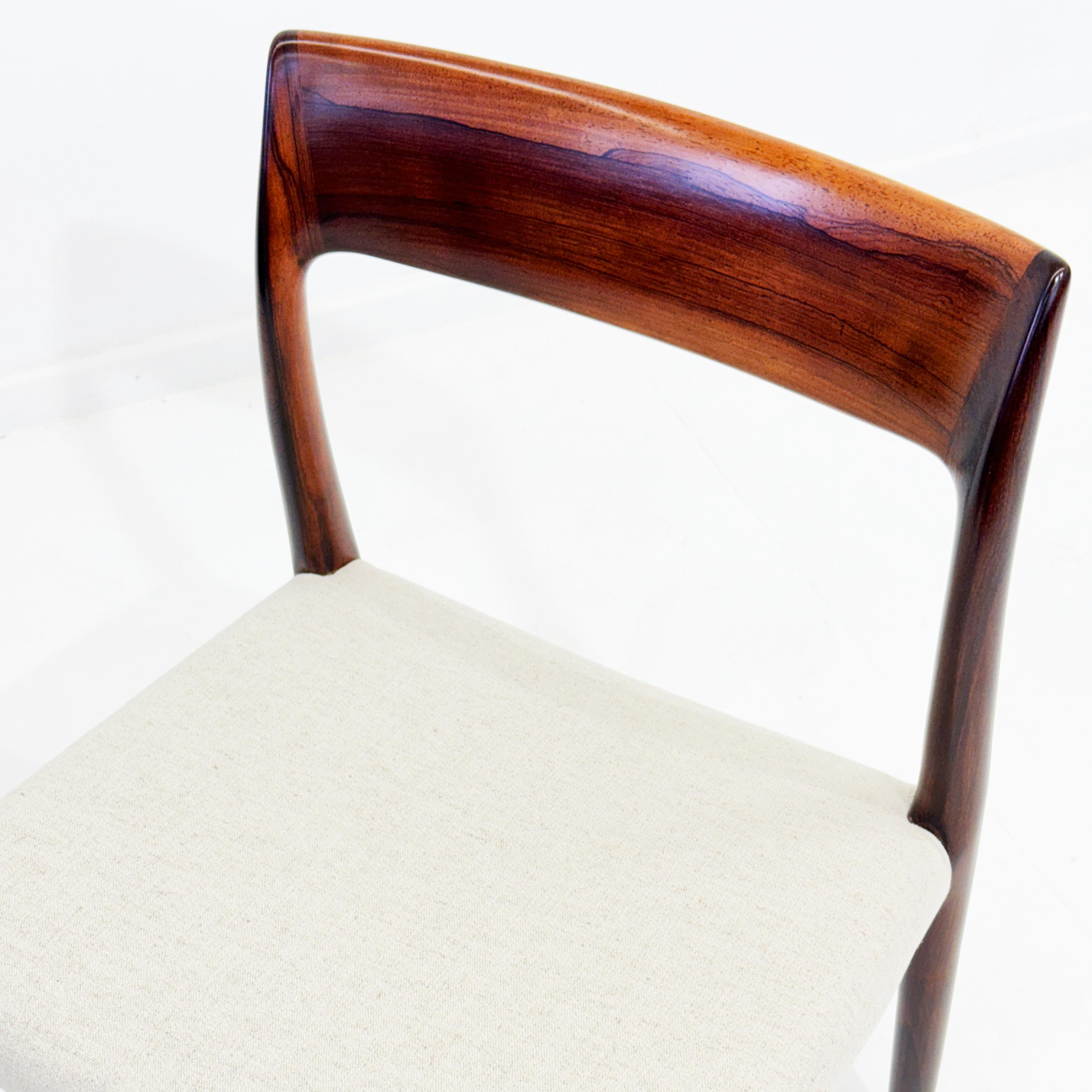 Mid-20th Century Niels Otto Møller model 77 rosewood dinning chairs. Denmark 1960s For Sale