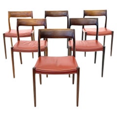 Vintage Niels Otto Møller model 77 rosewood dinning chairs. Denmark 1960s