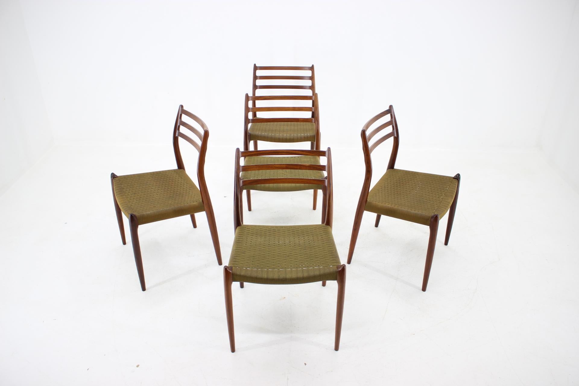 Mid-Century Modern Niels Otto Møller Model JL78 Rosewood Dining Chairs for J.L. Møllers, 1970s, Set