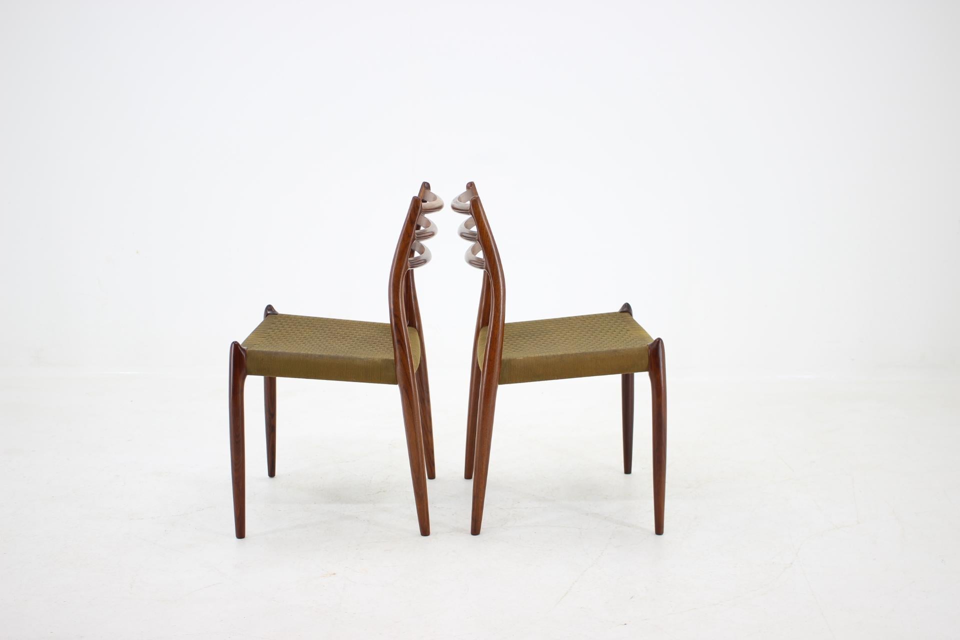 Late 20th Century Niels Otto Møller Model JL78 Rosewood Dining Chairs for J.L. Møllers, 1970s, Set