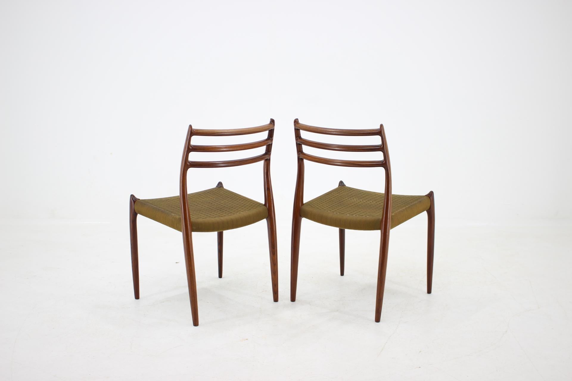 Palisander Niels Otto Møller Model JL78 Rosewood Dining Chairs for J.L. Møllers, 1970s, Set