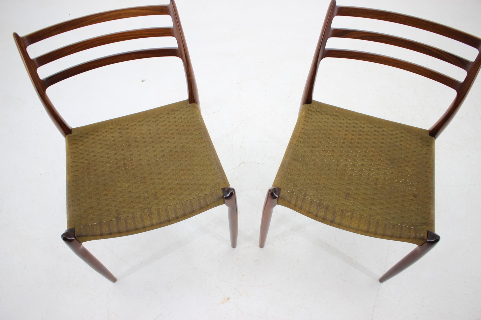 Niels Otto Møller Model JL78 Rosewood Dining Chairs for J.L. Møllers, 1970s, Set 2