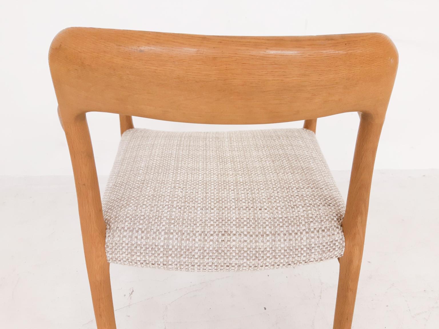 Fabric Niels Otto Møller Oak Armchair or Dining Chair, Model 56, Denmark, 1959