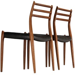 Niels Otto Møller Pair of Dining Chairs in Teak and Leather