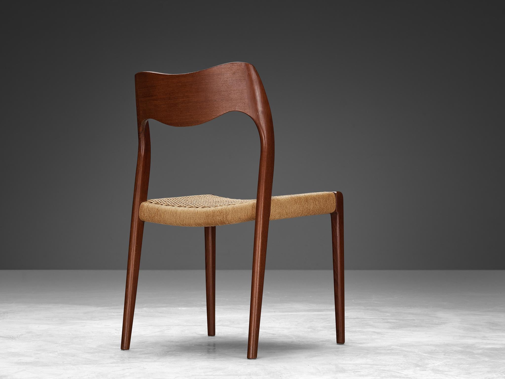 Danish Niels Otto Møller Pair of Dining Chairs in Teak and Papercord  For Sale