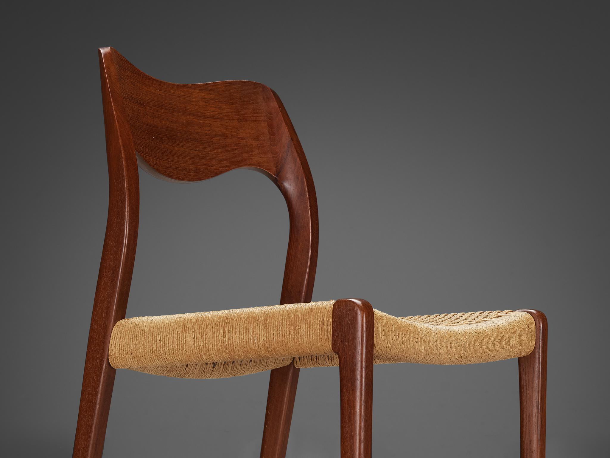 Niels Otto Møller Pair of Dining Chairs in Teak and Papercord  For Sale 1