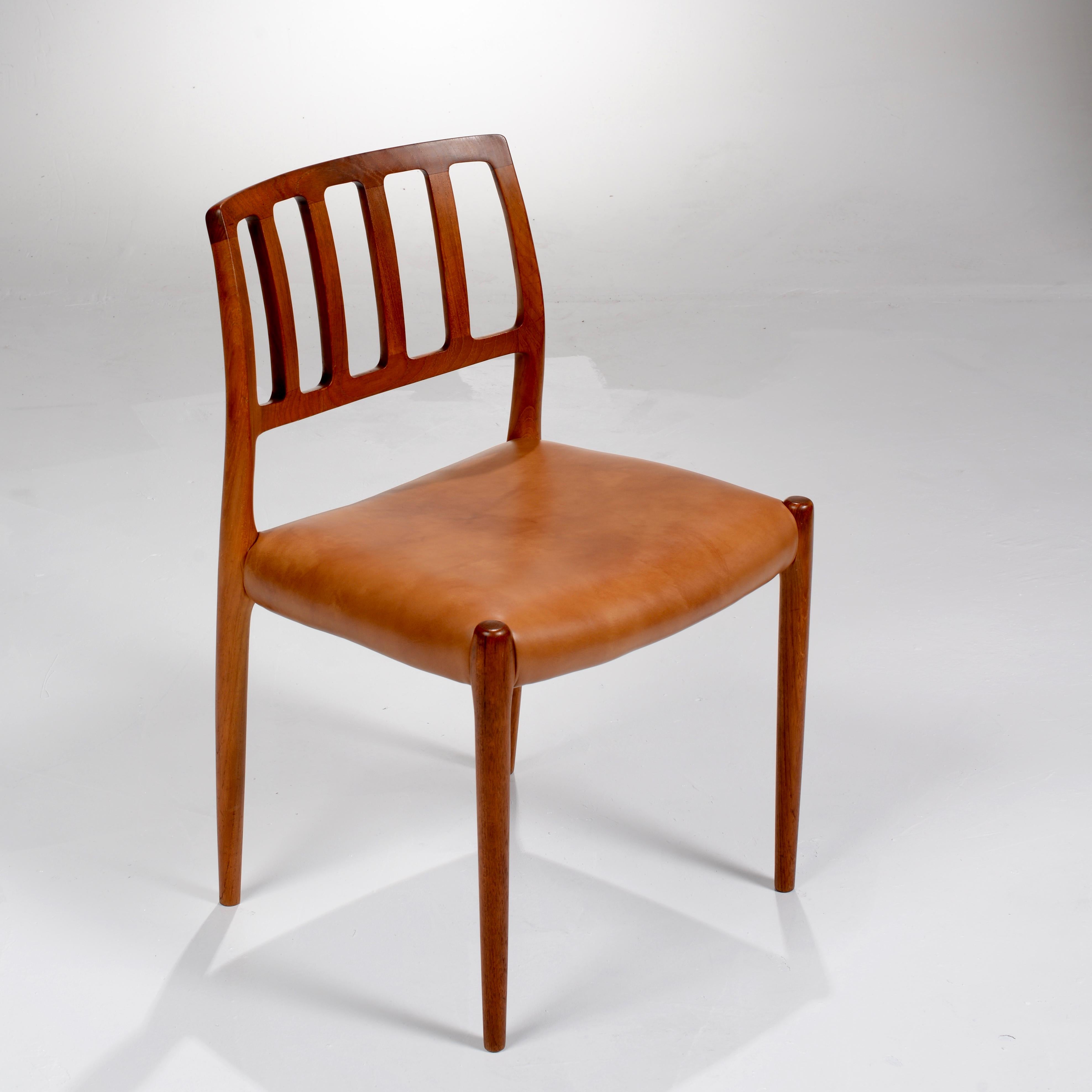 Scandinavian Modern Niels Otto Møller Rosewood and Leather Dining Chairs, Model 83, Set of Six