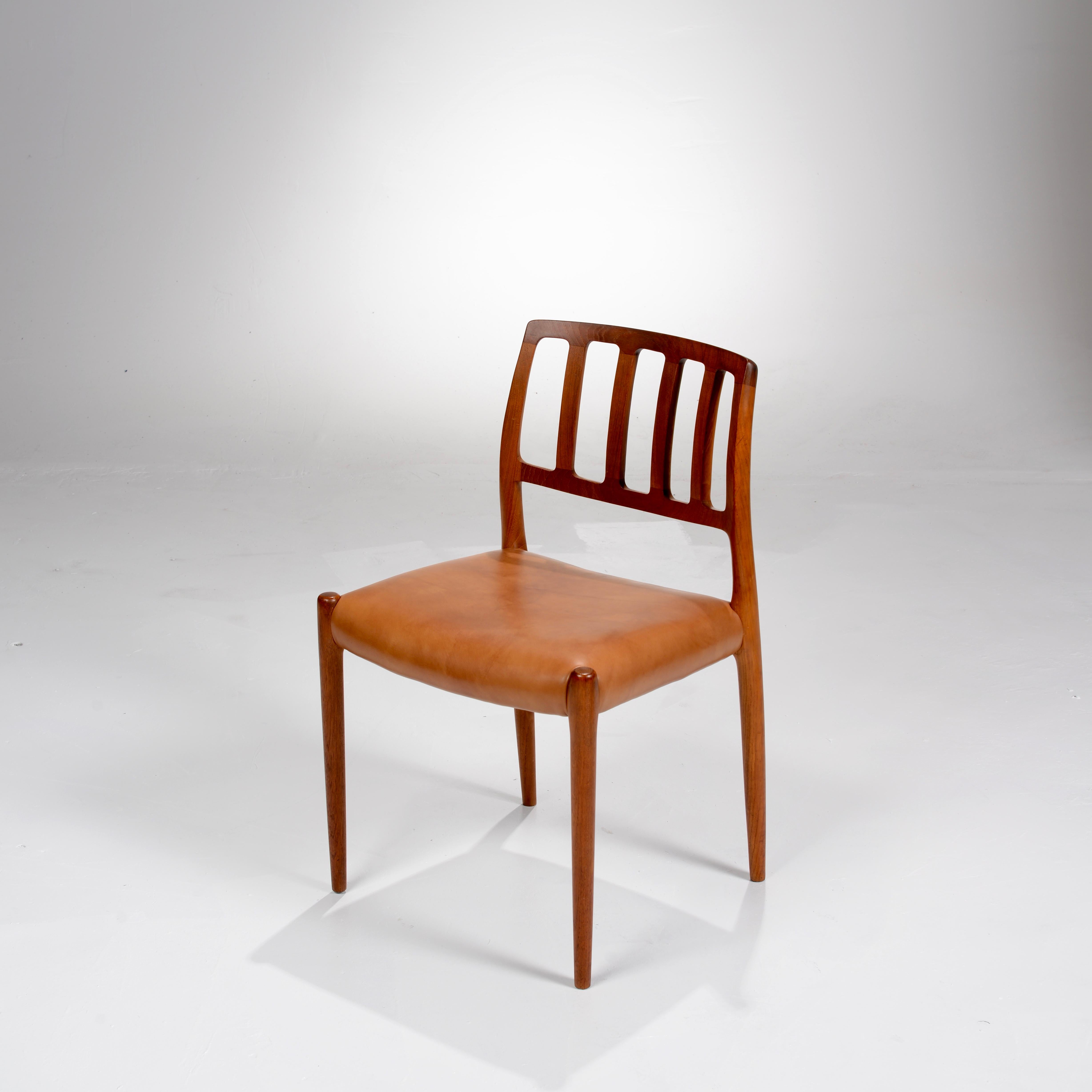 Late 20th Century Niels Otto Møller Rosewood and Leather Dining Chairs, Model 83, Set of Six