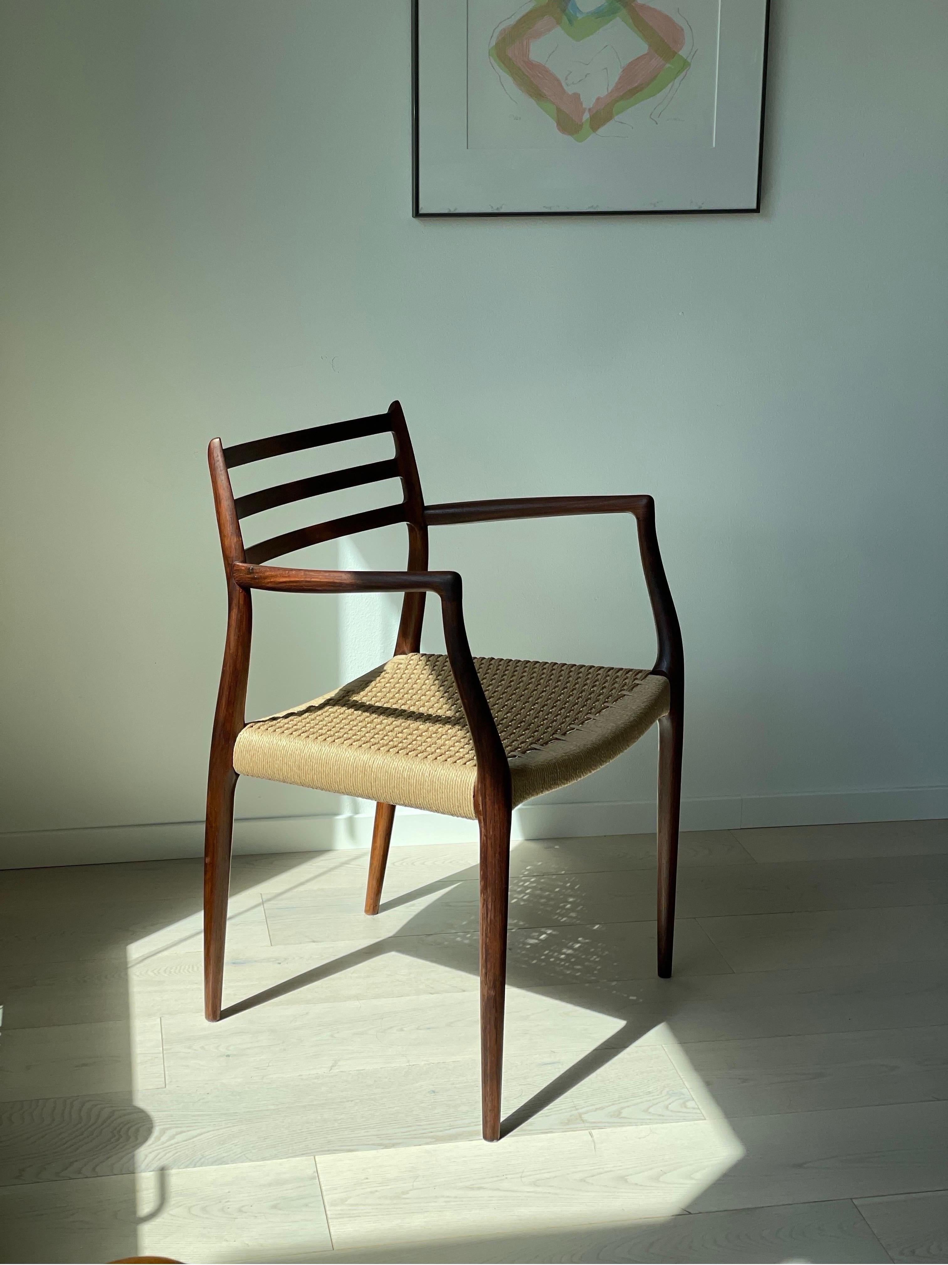 Papercord Niels Otto Møller Rosewood Armchair, Modell 62 Denmark 1960 s For Sale