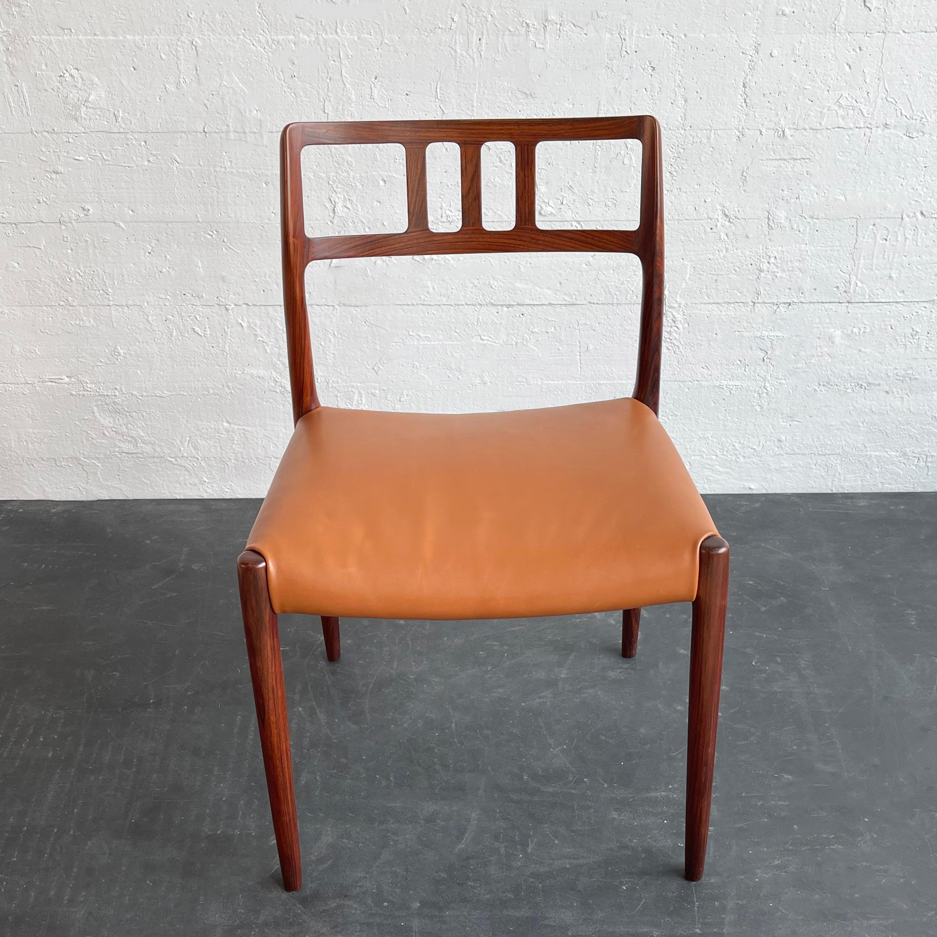 Niels Otto Møller Rosenholzstuhl Modell 79 für J.L. Møllers Møbelfabrik (Leder) im Angebot