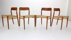 Niels Otto Møller Set of 4 Dinning Room Chairs Model 75, 1970s Denmark