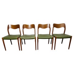 Niels Otto Møller Set of 4 Mid-Century Modern Model 71 Leather Dining Chairs