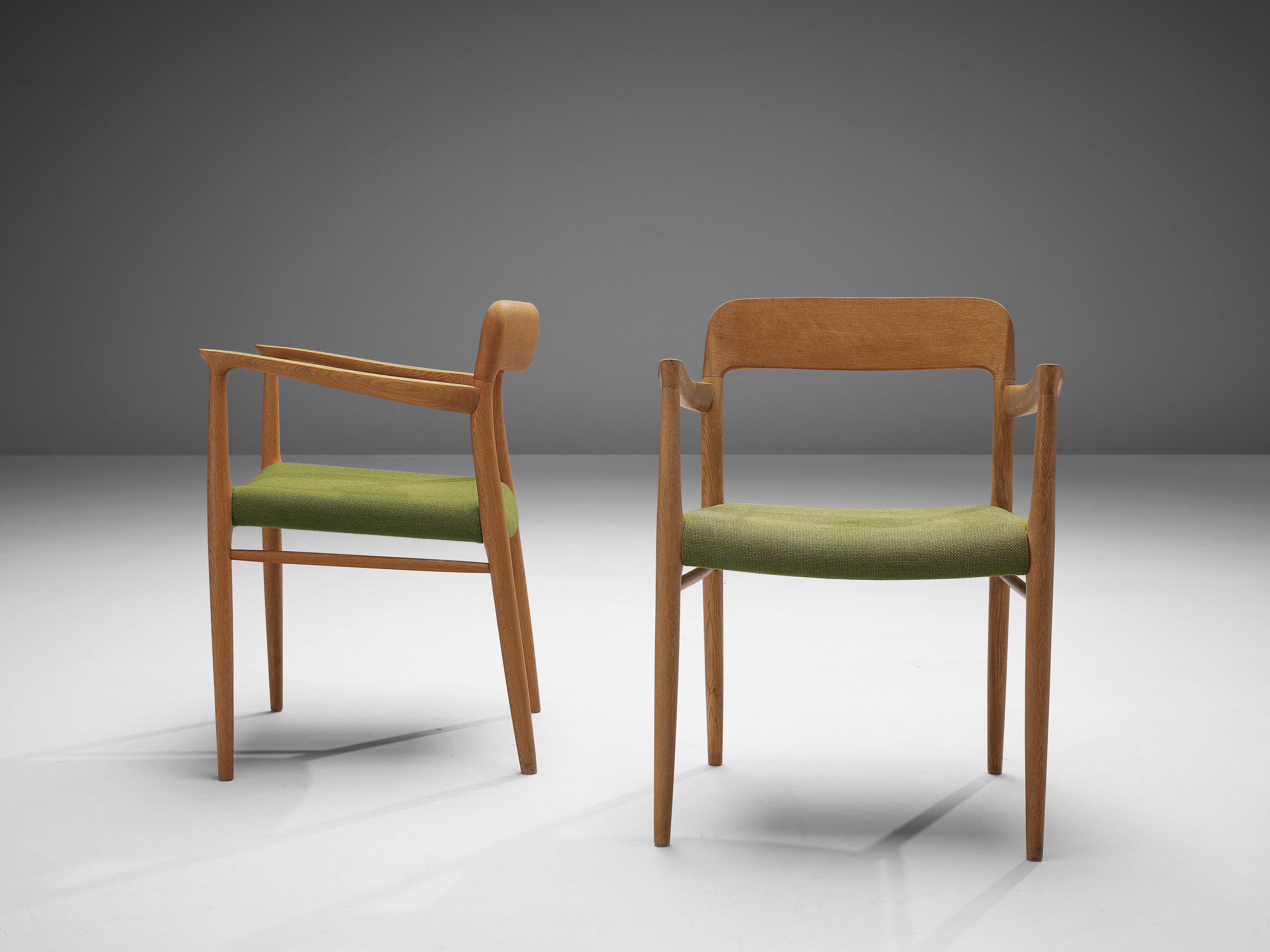 Niels Otto Møller Set of Four Dining Chairs in Oak and Green Upholstery 3