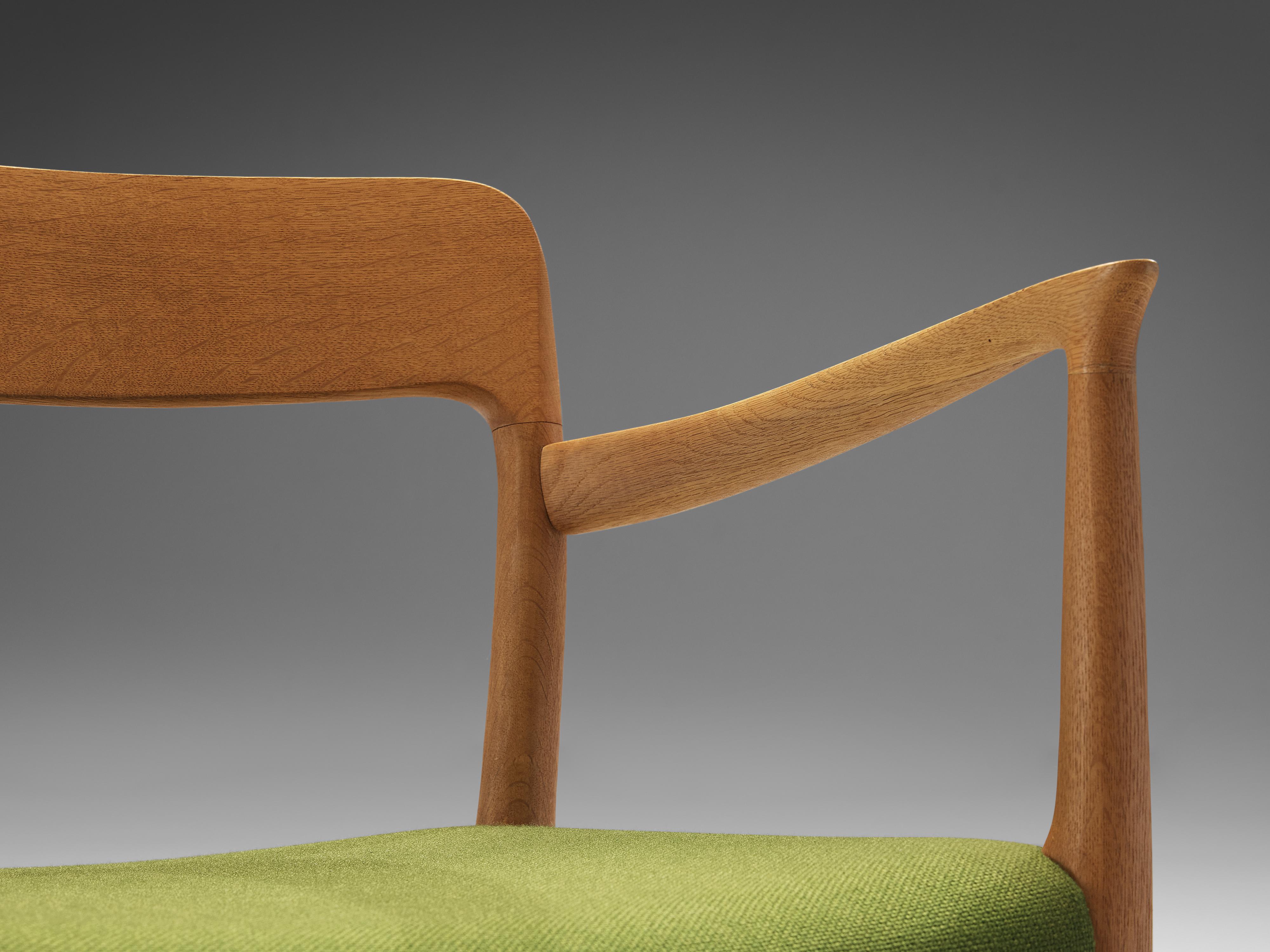 Niels Otto Møller Set of Four Dining Chairs in Oak and Green Upholstery 4