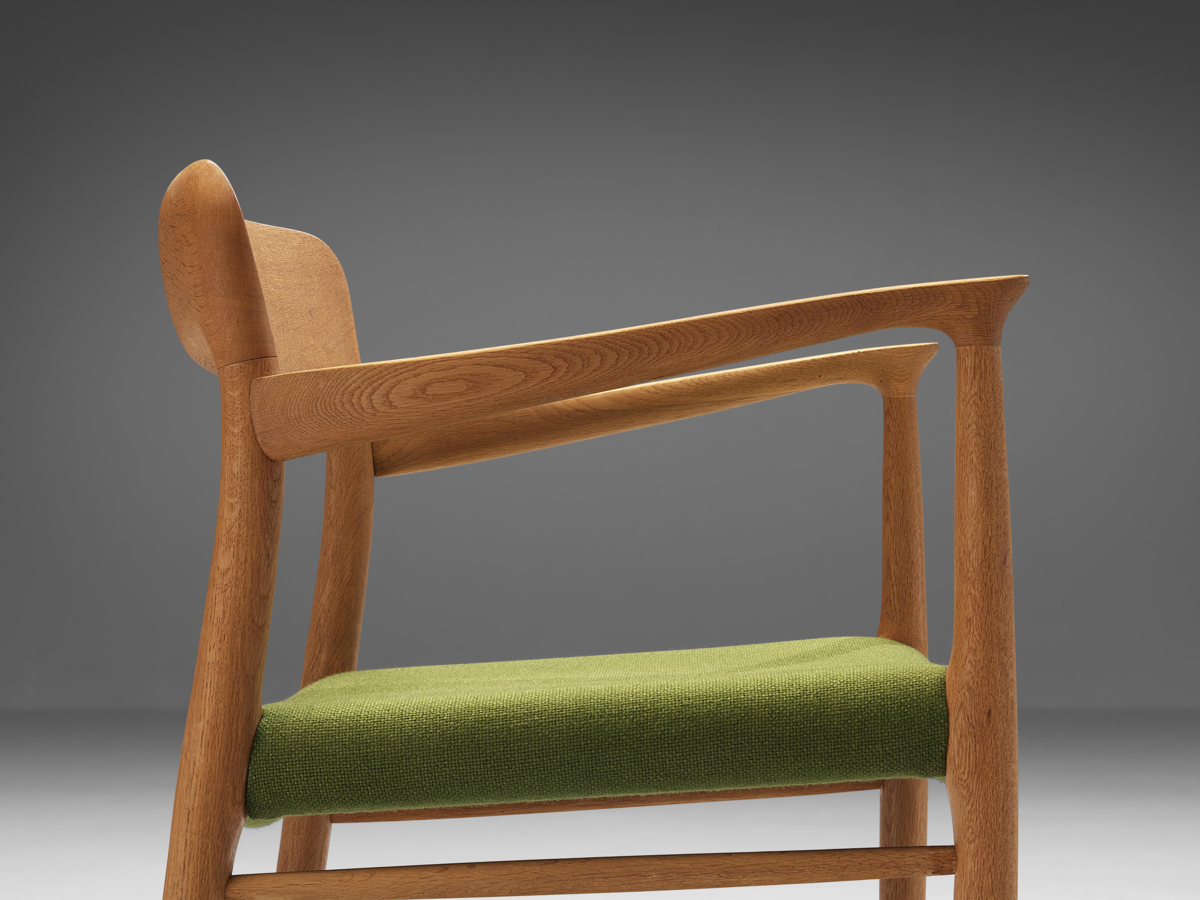 Fabric Niels Otto Møller Set of Four Dining Chairs in Oak and Green Upholstery