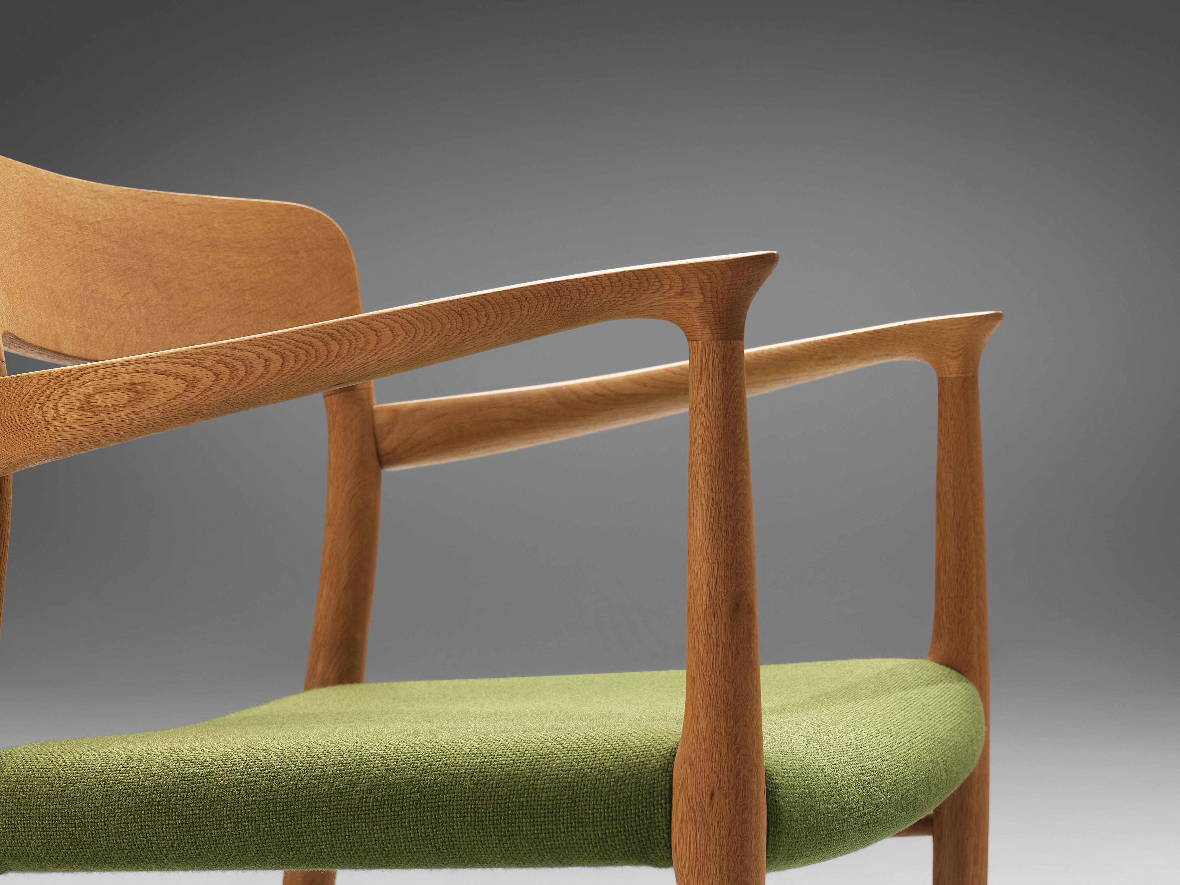Niels Otto Møller Set of Four Dining Chairs in Oak and Green Upholstery 2