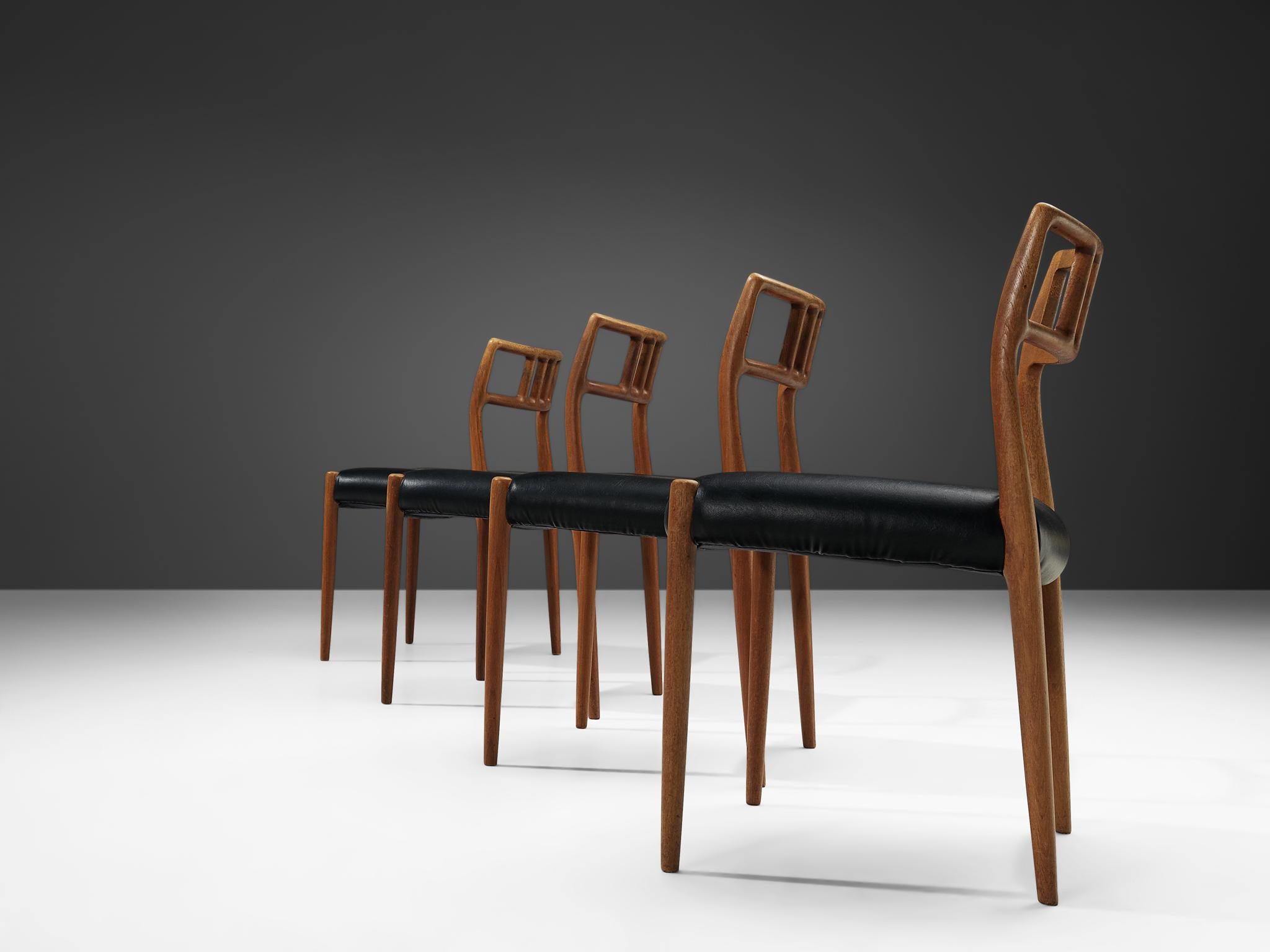 Niels Otto Møller Set of Four Dining Chairs in Teak and Leather 5