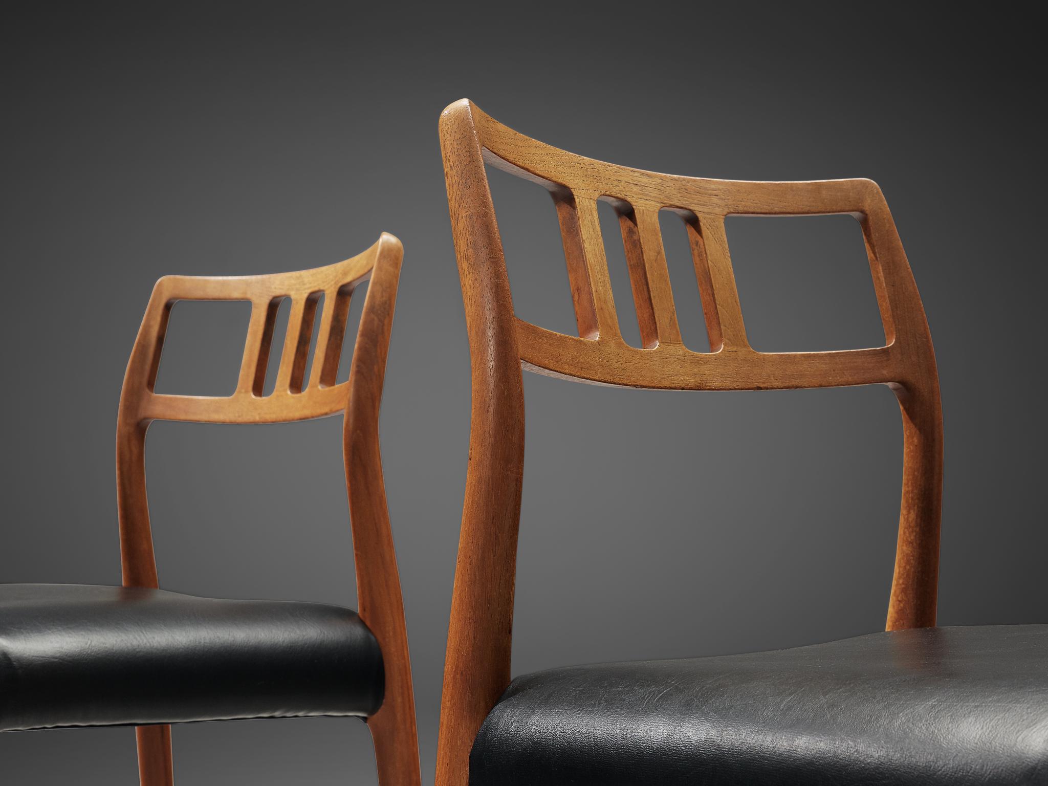 Scandinavian Modern Niels Otto Møller Set of Four Dining Chairs in Teak and Leather