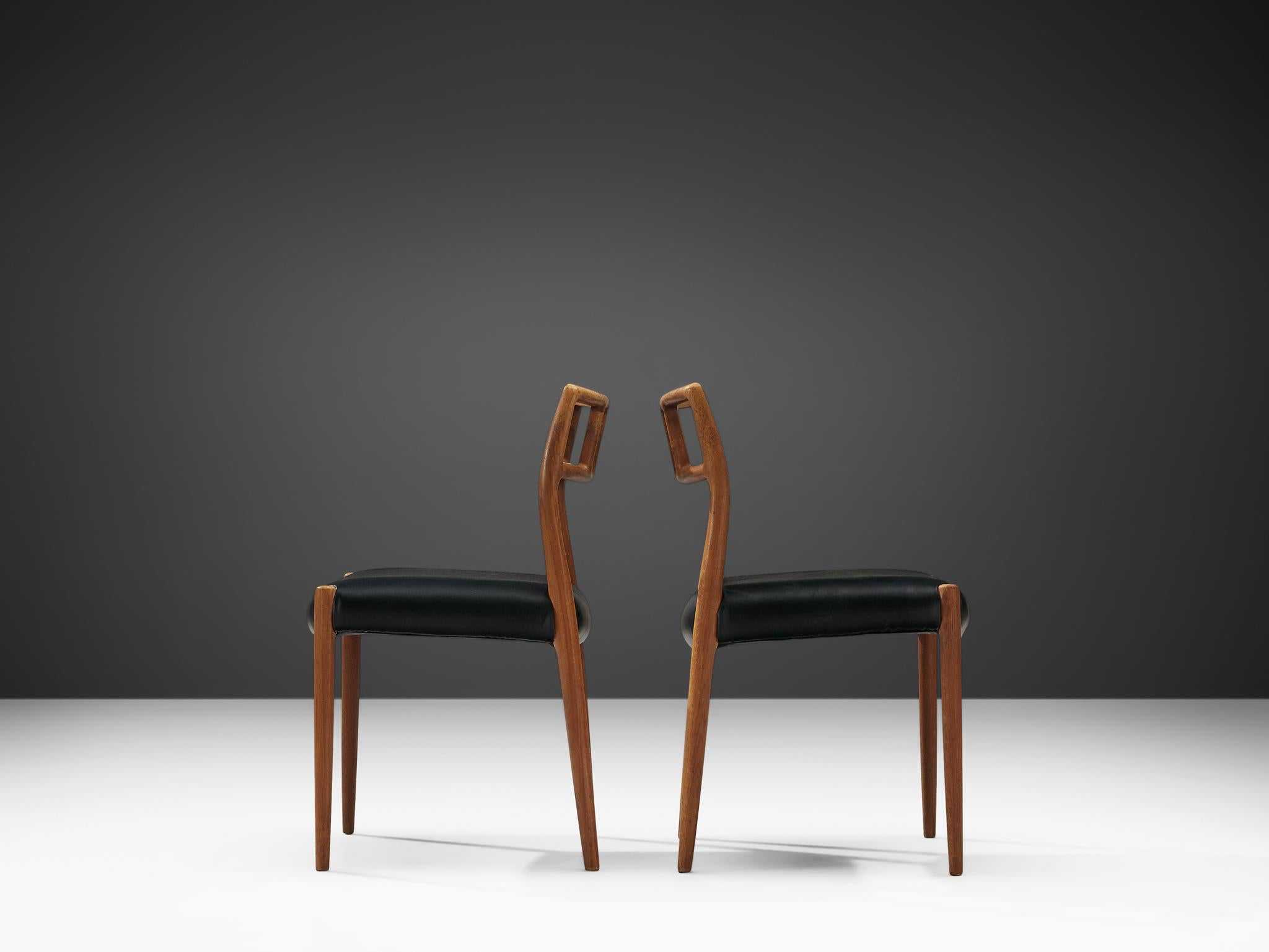 Mid-20th Century Niels Otto Møller Set of Four Dining Chairs in Teak and Leather