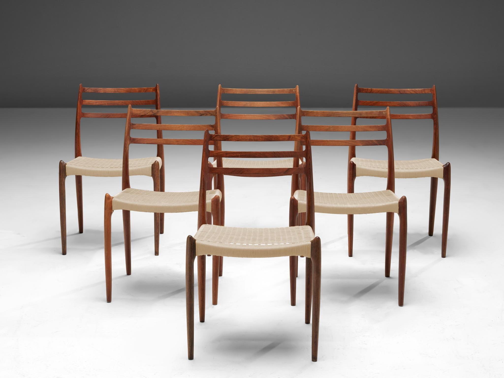 Mid-Century Modern Niels Otto Møller Set of Six Dining Room Chairs