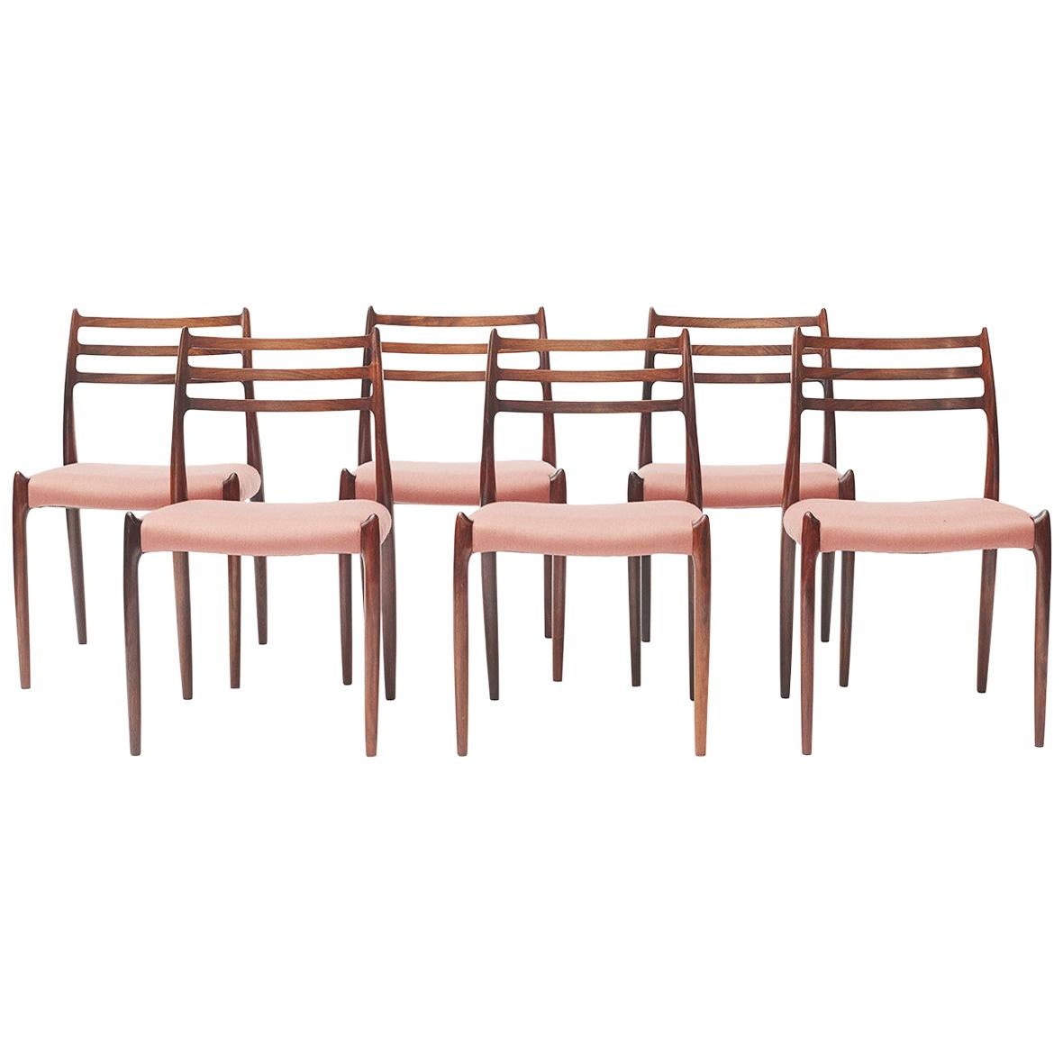 Niels Otto Møller, Set of Six Dinning Chairs, Model 78