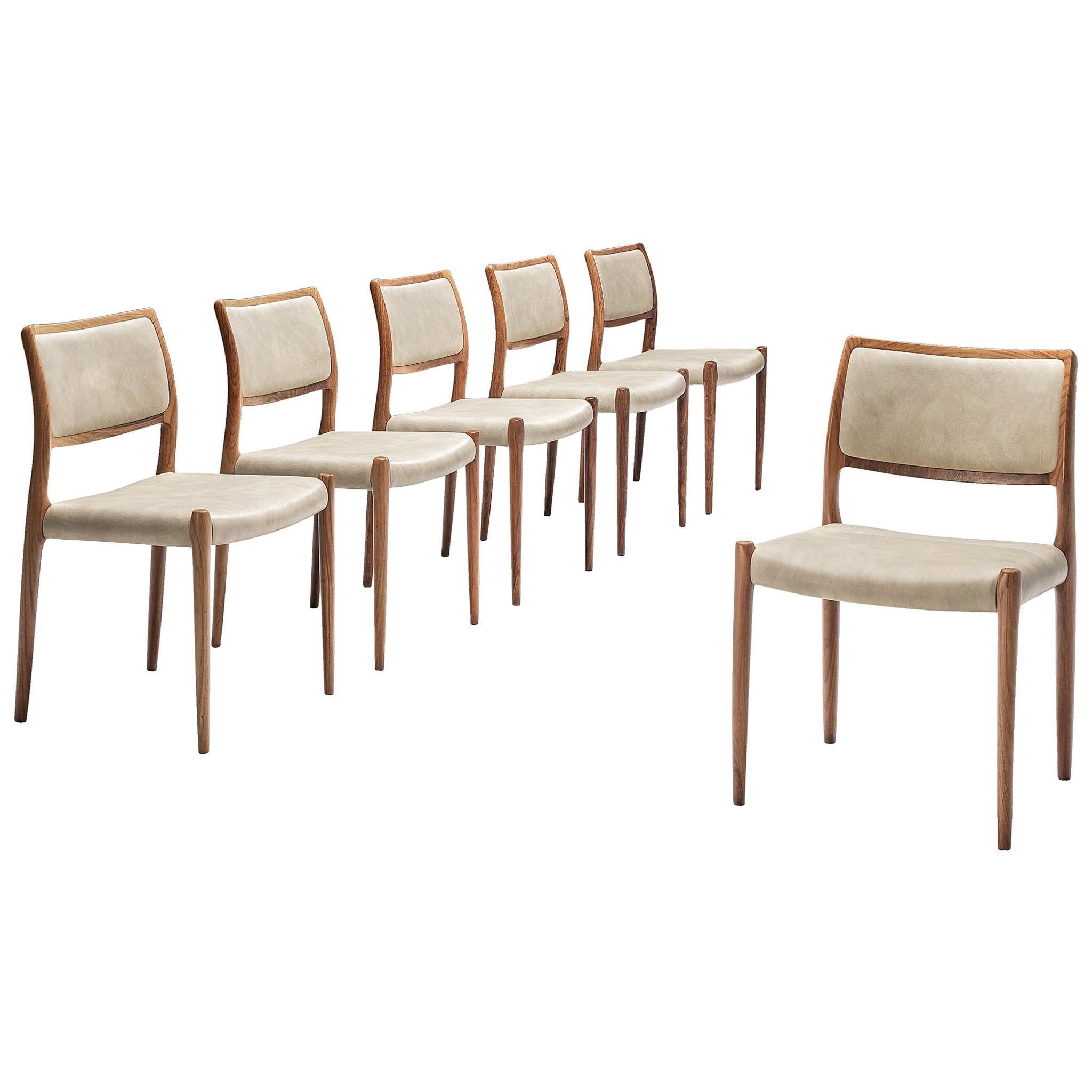 Niels Otto Møller Set of Six Dining Chairs Model 80 in Teak