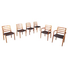 Niels Otto Møller Six Dining Room chairs, model 85 by J.L. Møller Mobelfabrik