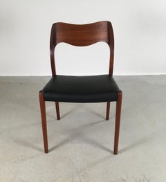 Niels Otto Møller Six Fully Restored Teak Dining Chairs, Custom Upholstery  For Sale at 1stDibs