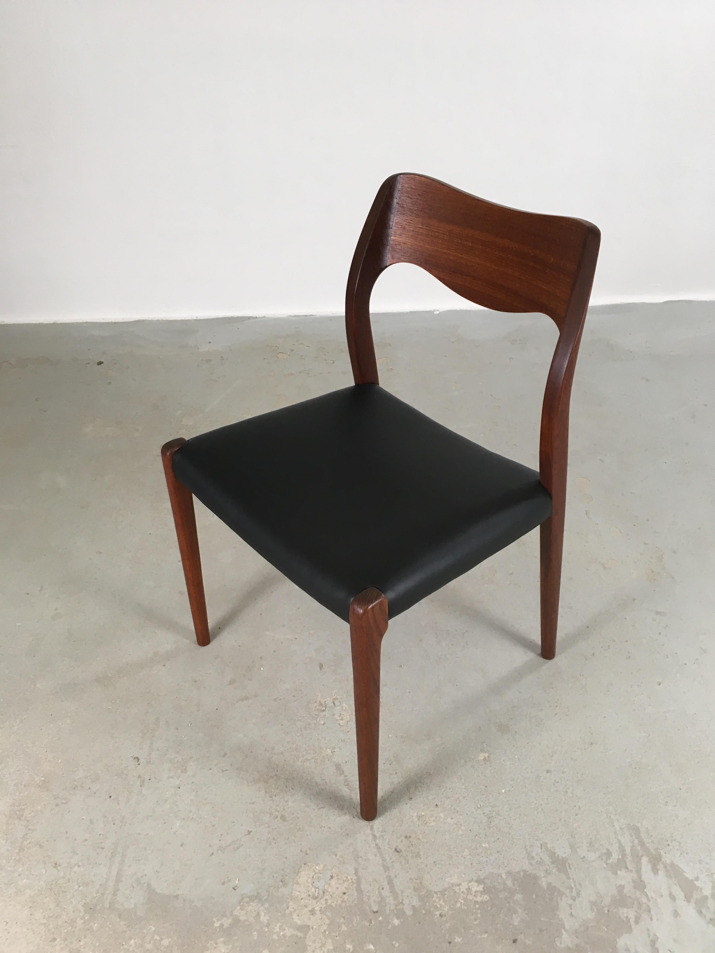 Danish Niels Otto Møller Six Fully Restored Teak Dining Chairs, Custom Upholstery