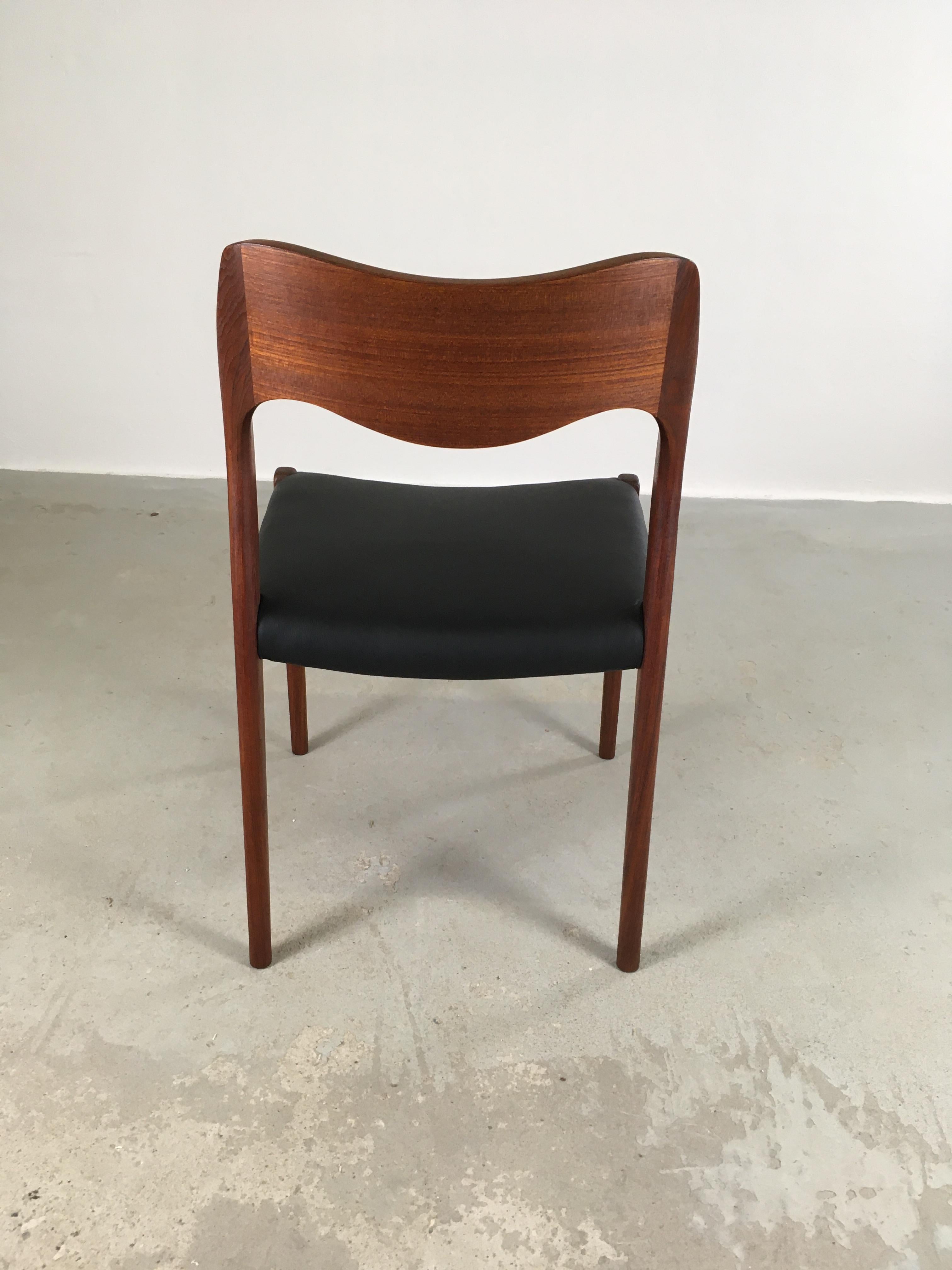 Niels Otto Møller Six Fully Restored Teak Dining Chairs, Custom Upholstery 1