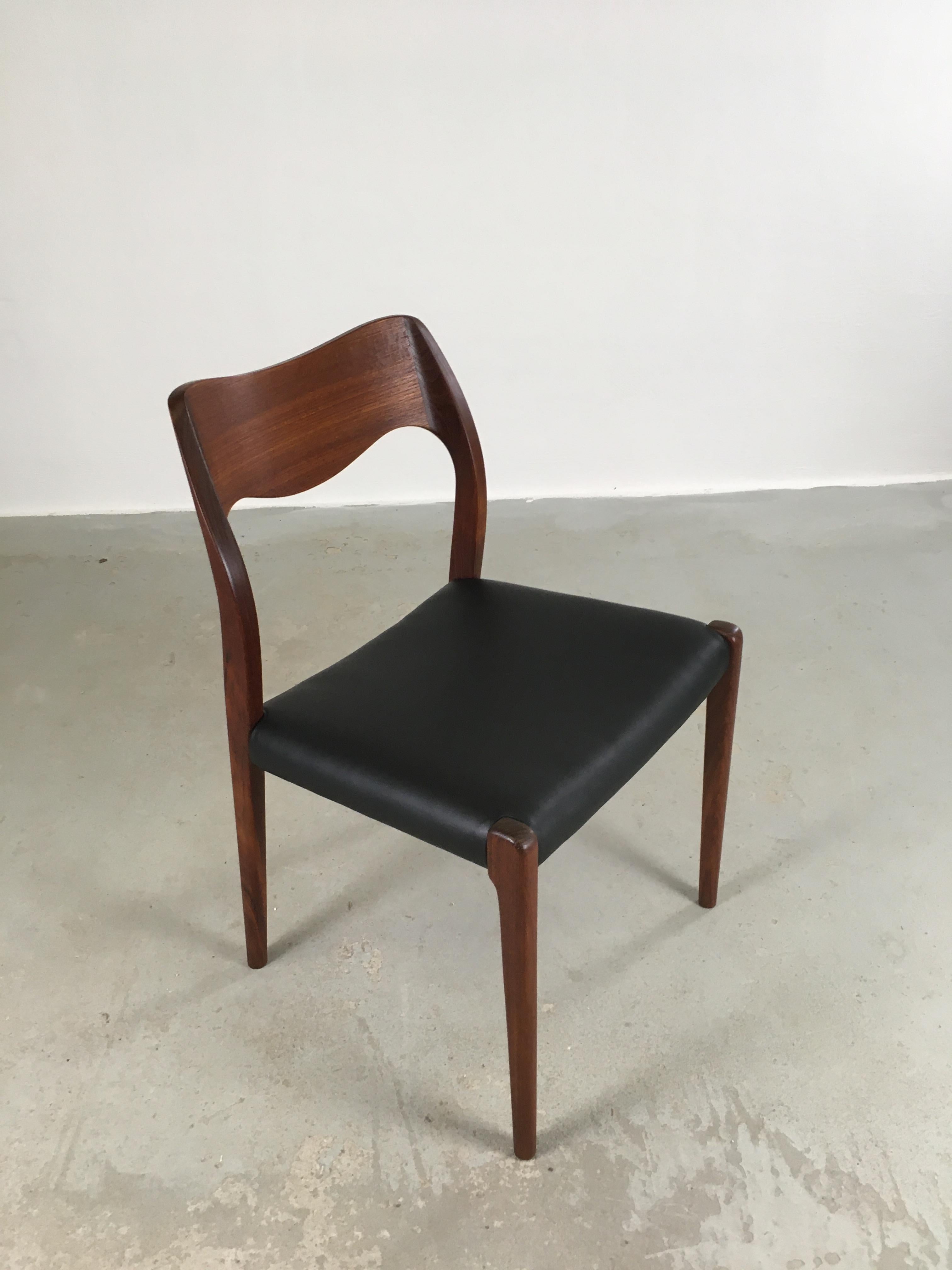Niels Otto Møller Six Fully Restored Teak Dining Chairs, Custom Upholstery 3