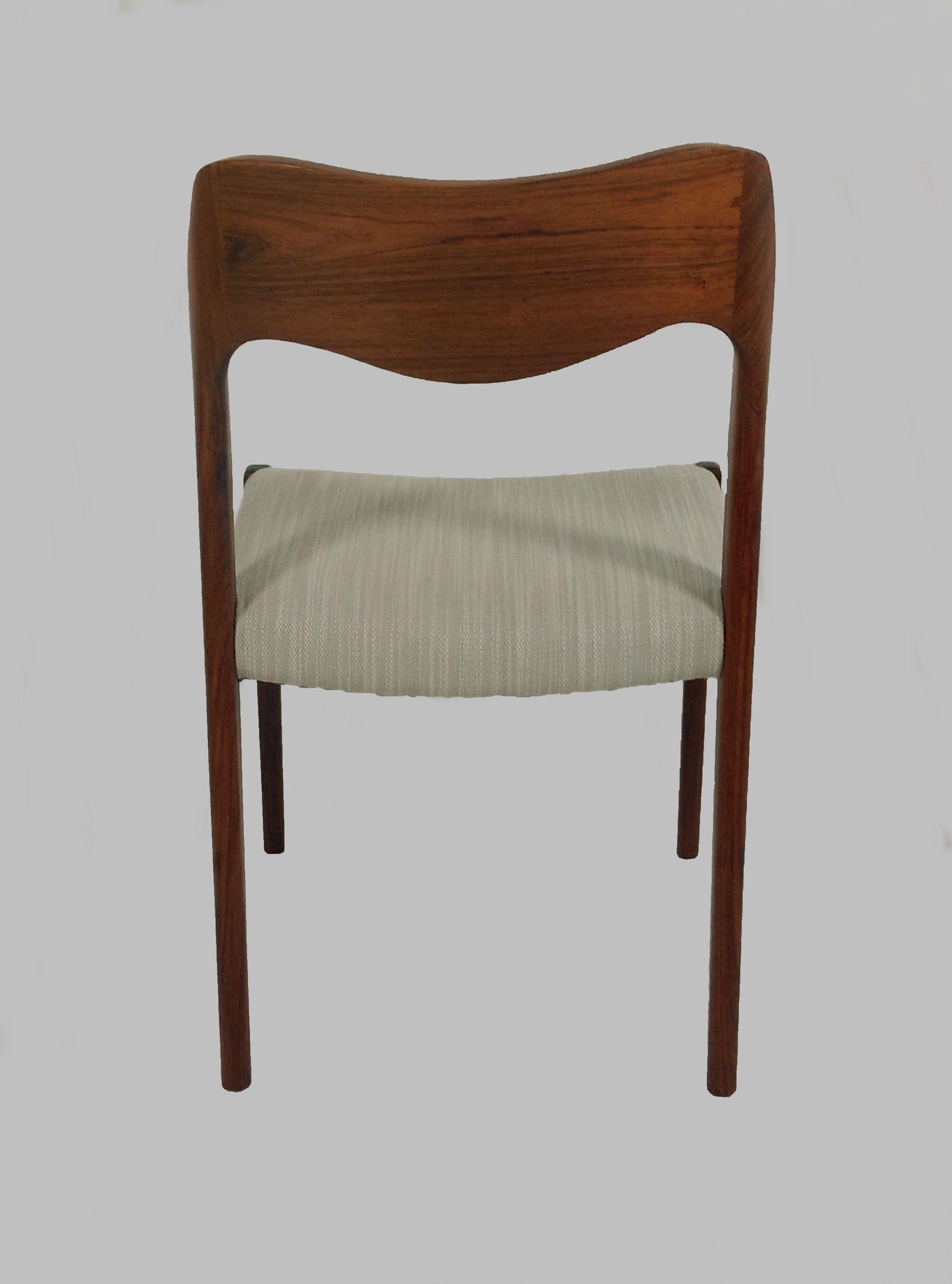 Niels Otto Møller Six Fully Restored Rosewood Dining Chairs - Custom Upholstery For Sale 3