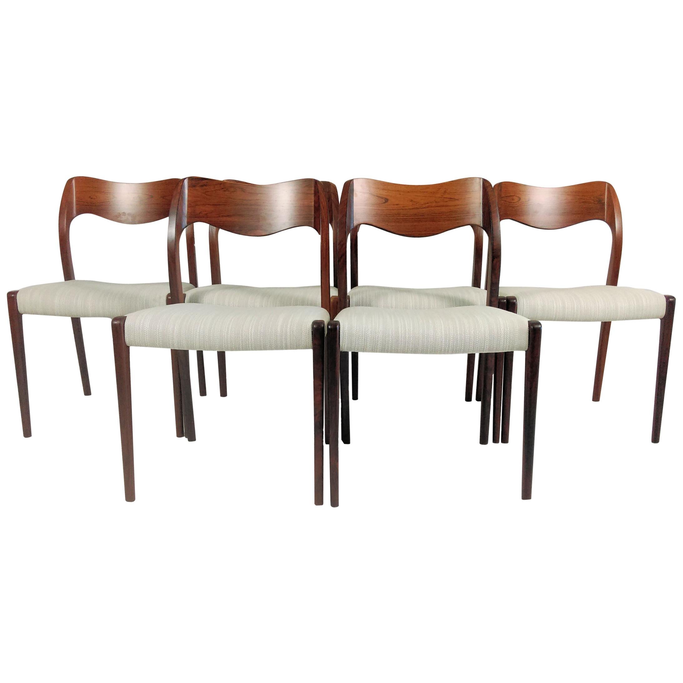 Niels Otto Møller Six Fully Restored Rosewood Dining Chairs - Custom Upholstery