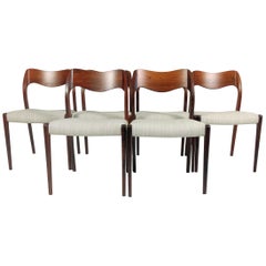 Niels Otto Møller Six chaises de salle à manger en palissandre entièrement restaurées - tapisserie personnalisée
