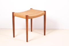Tabouret Niels Otto Møller en teck et cordon de papier Model No 80A, années 1960 Danemark