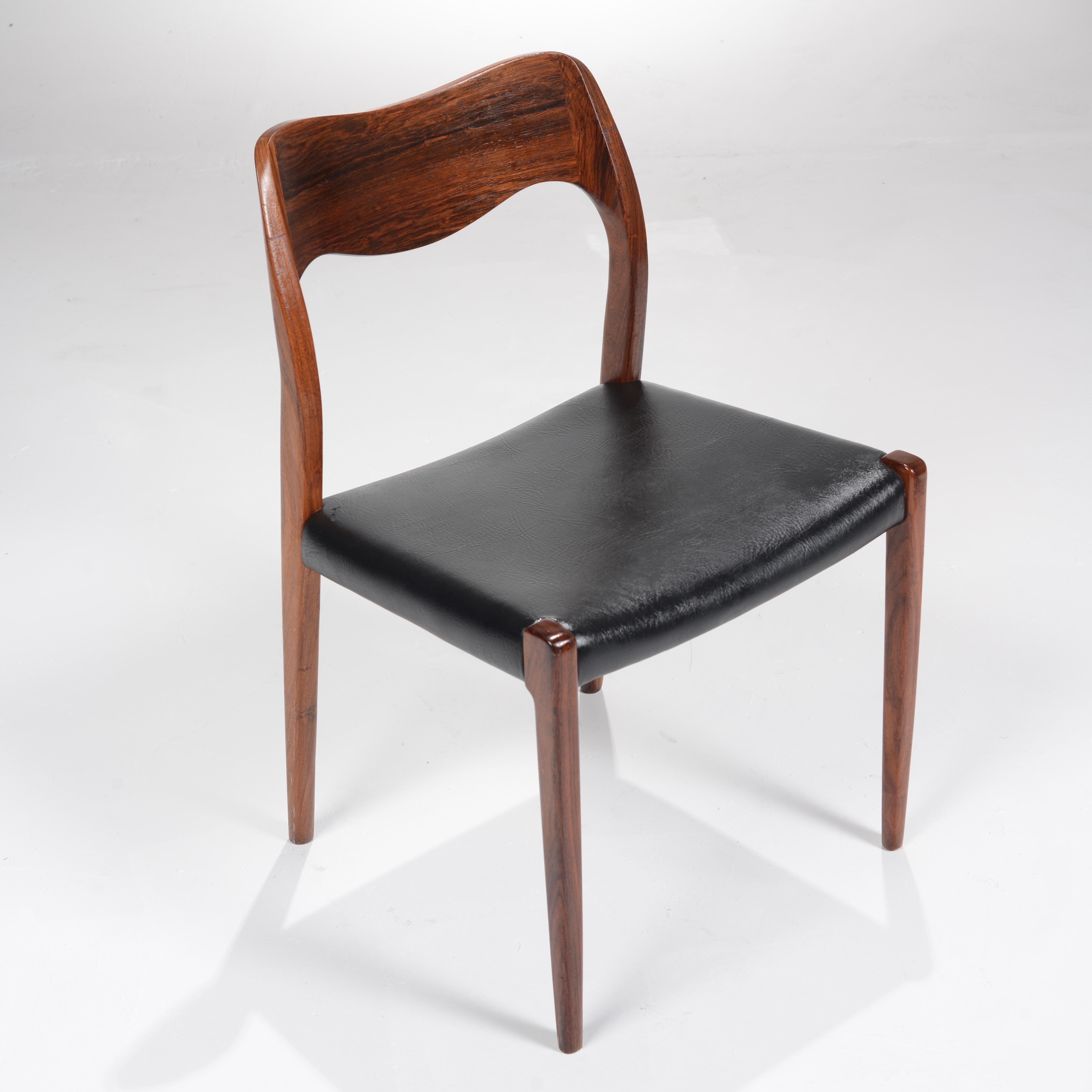 Sedie da pranzo in teak e pelle Niels Otto Møller, modelli 66 e 83 in vendita 6
