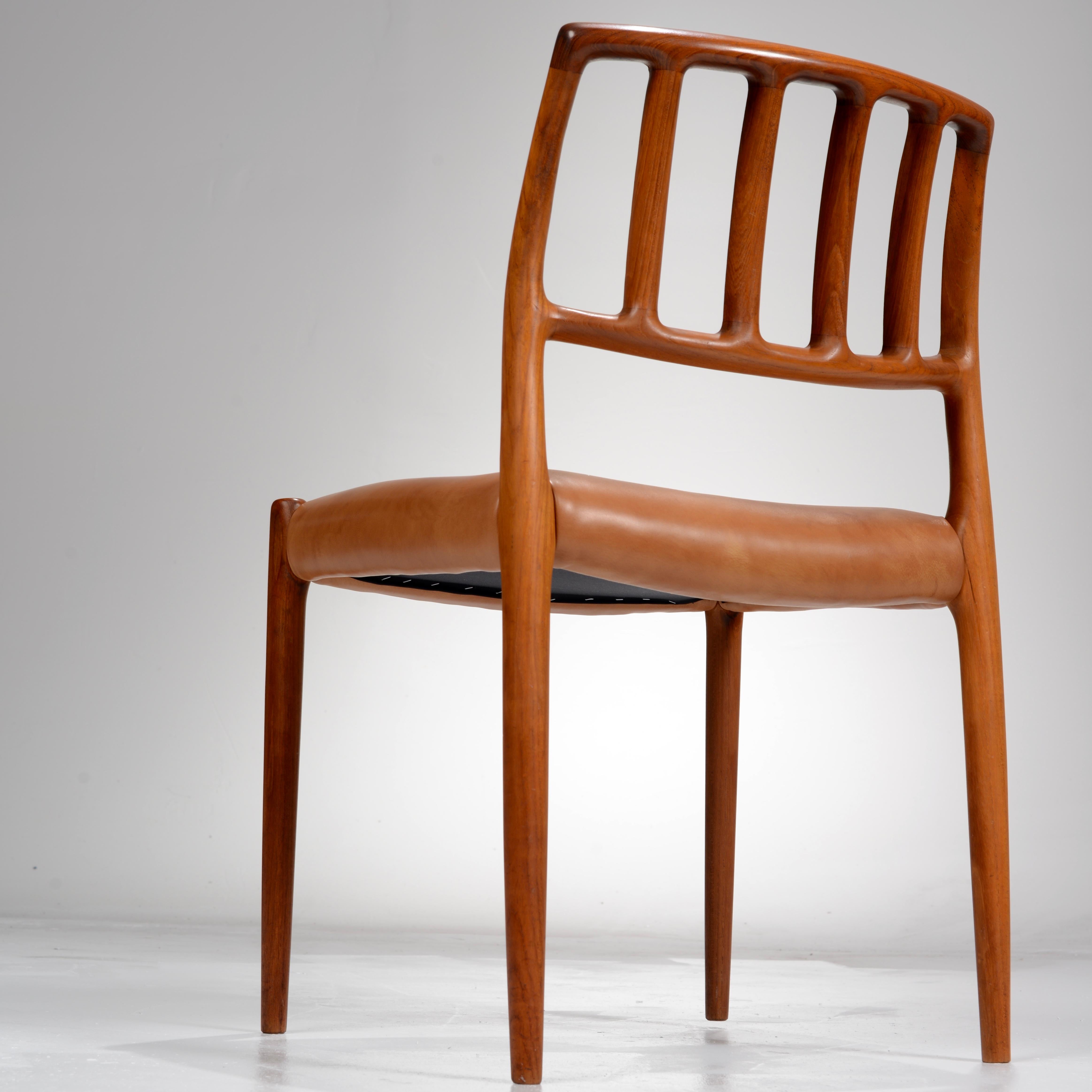 Niels Otto Møller Teak and Leather Dining Chairs, Models 66 & 83, Set of Ten 4