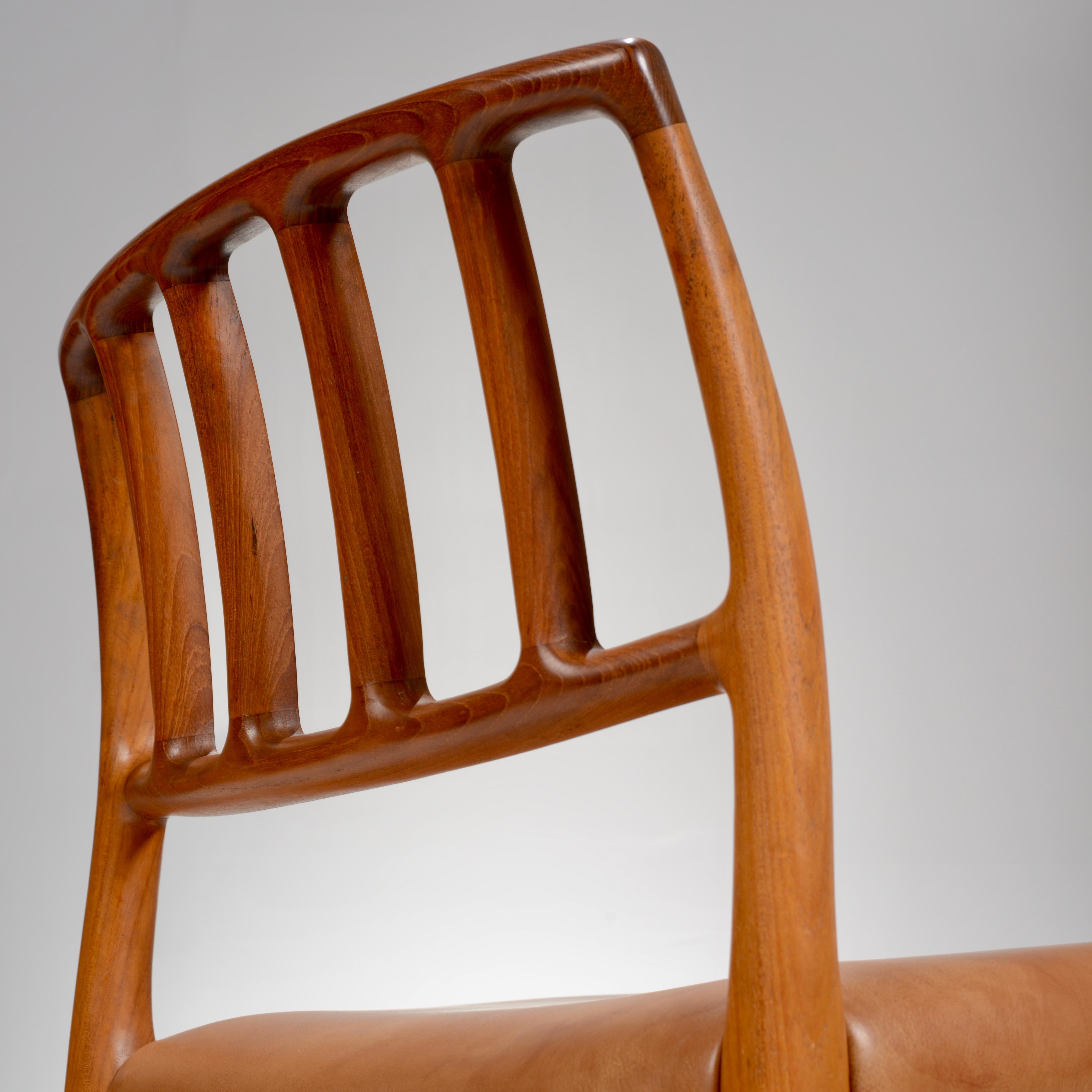 Niels Otto Møller Teak and Leather Dining Chairs, Models 66 & 83, Set of Ten 7