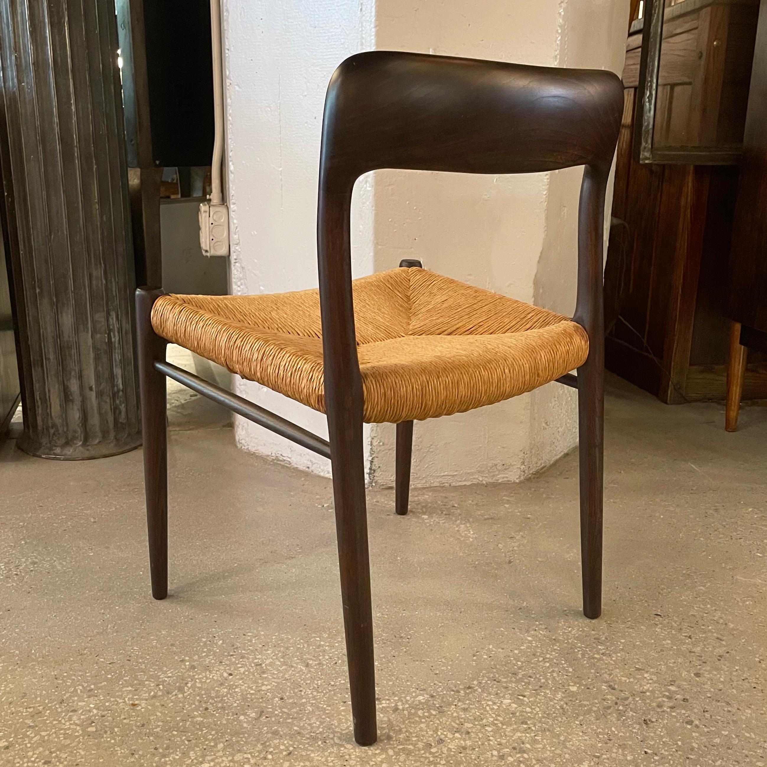 Niels Otto Møller Teak and Rush Dining Desk Side Chair In Good Condition In Brooklyn, NY