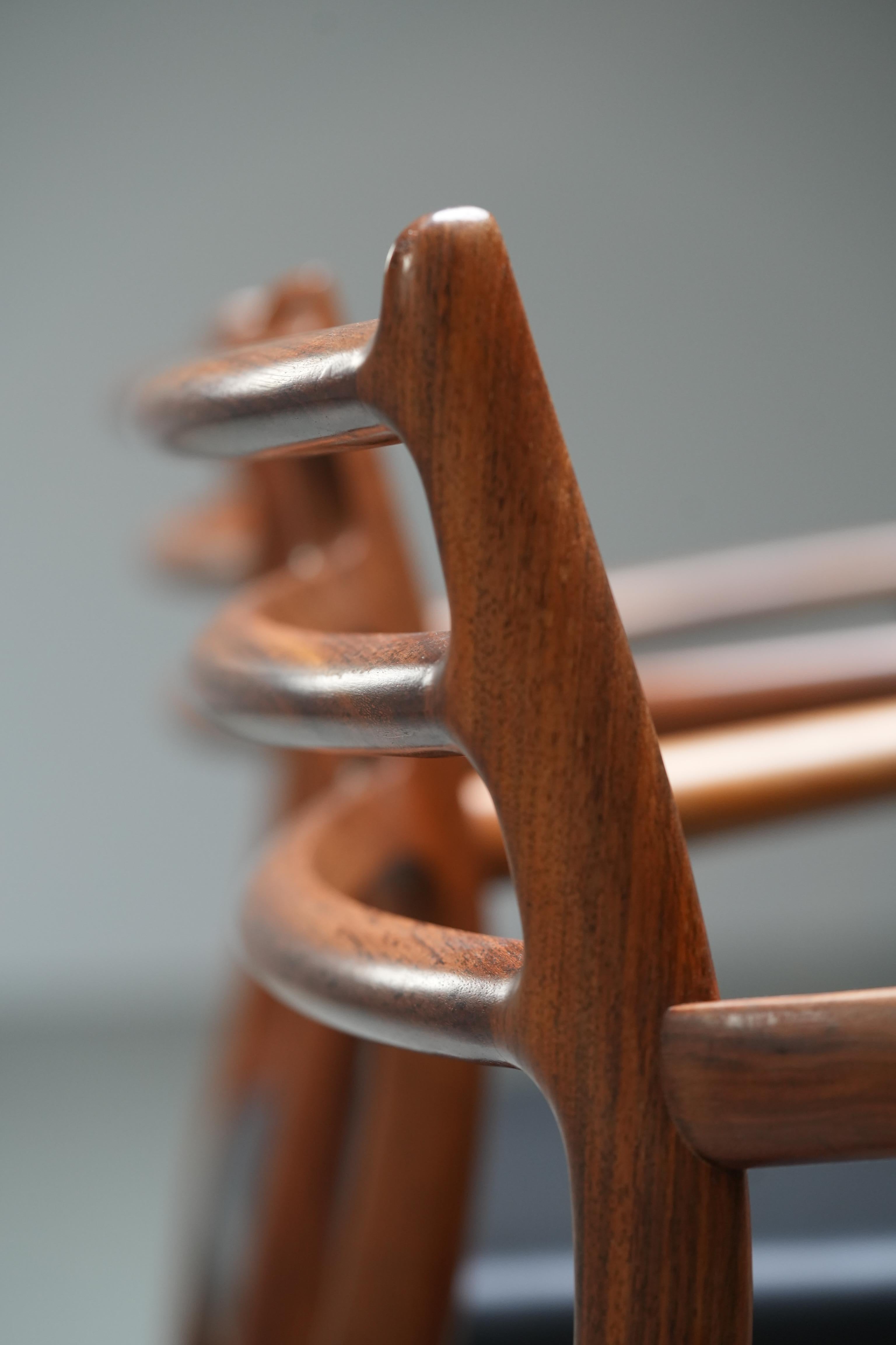Niels Otto Mølller set of two Chair 62 in Rosewood and Leather, Denmark, 1960's For Sale 1
