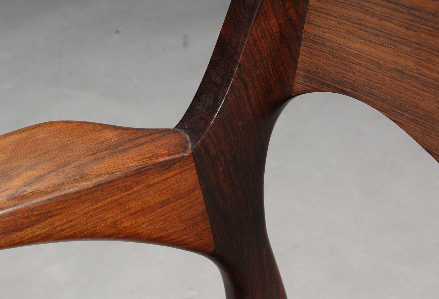 Niels Otto Moller 1951 Dining Chairs with Arms in Original Black Leather 3