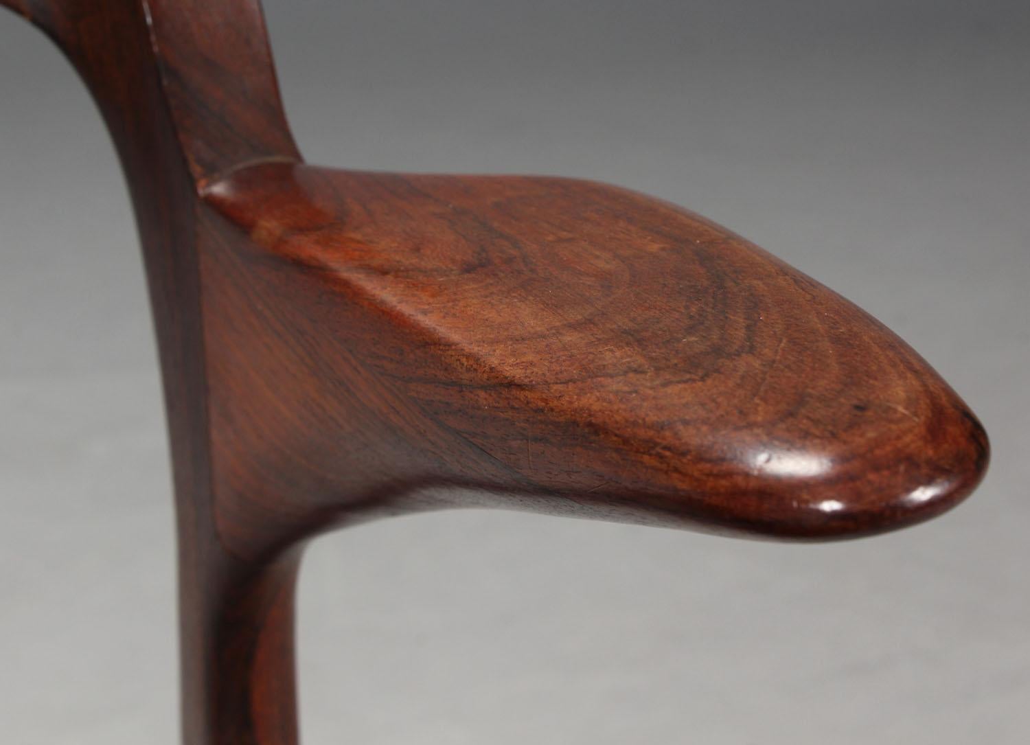 Niels Otto Moller 1951 Dining Chairs with Arms in Original Black Leather 4