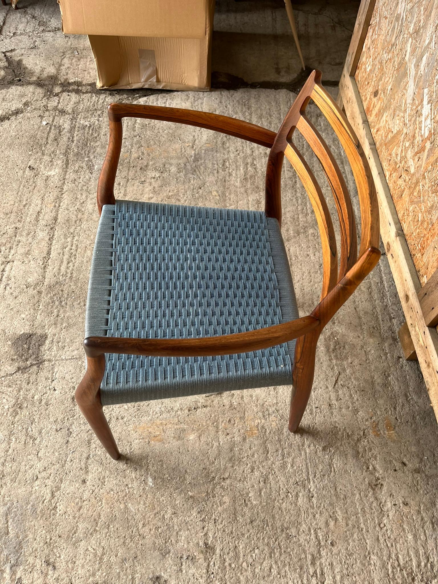 Niels Otto Moller 1962 Dining Chair with Original Blue Wool Cord - Model 62 For Sale 3