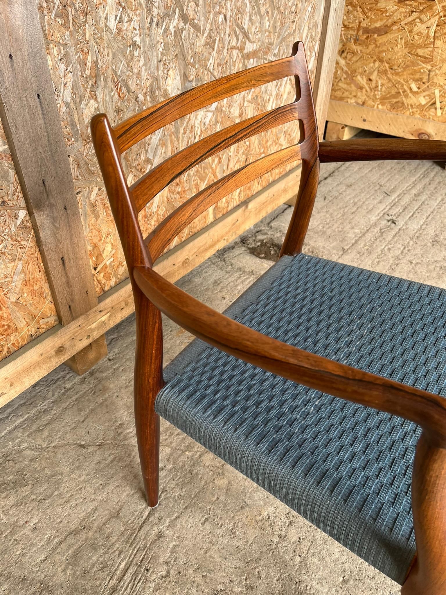 Niels Otto Moller 1962 Dining Chair with Original Blue Wool Cord - Model 62 For Sale 4