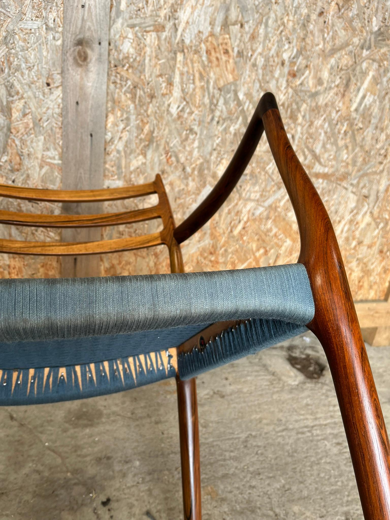 Niels Otto Moller 1962 Dining Chair with Original Blue Wool Cord - Model 62 For Sale 5