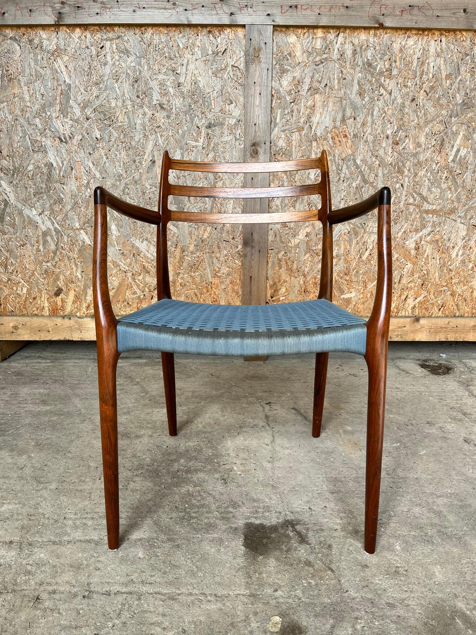 Niels Otto Moller 1962 Dining Chair with Original Blue Wool Cord - Model 62 For Sale 8