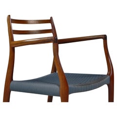 Chaise de salle à manger Niels Otto Moller 1962 avec cordon de laine bleu d'origine - Modèle 62